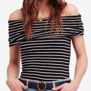 Free People Striped Off The Shoulder Top - Size XS